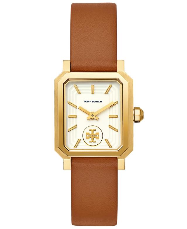 Tory Burch Womens Robinson Luggage Leather Roller Bar Strap Watch 27x29mm - Luggage/gold Product Image