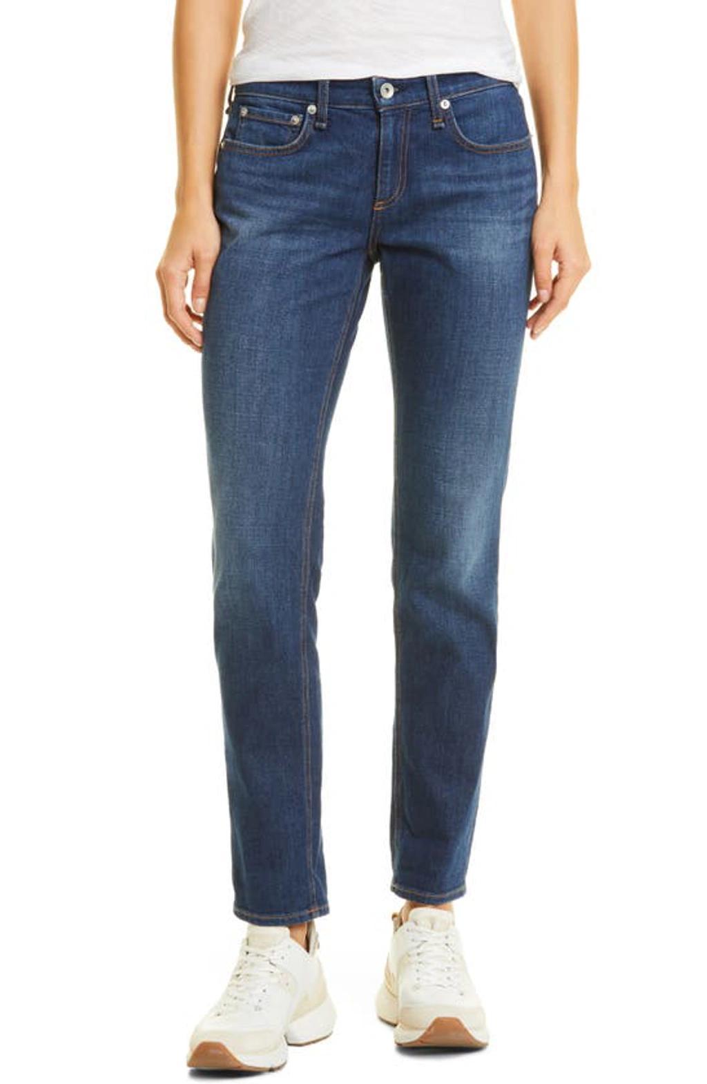 Dre Low-rise Stretch Slim Crop Boyfriend Jeans In Mick With Holes Product Image