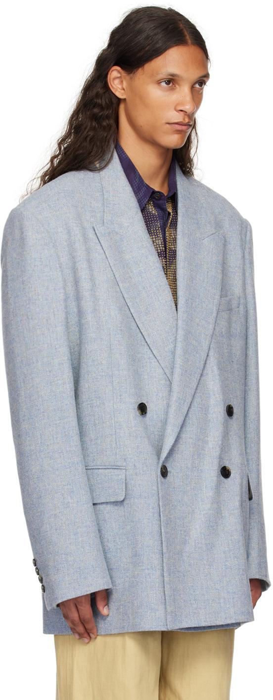 DRIES VAN NOTEN Blue Double-breasted Blazer In 505 Sky Product Image