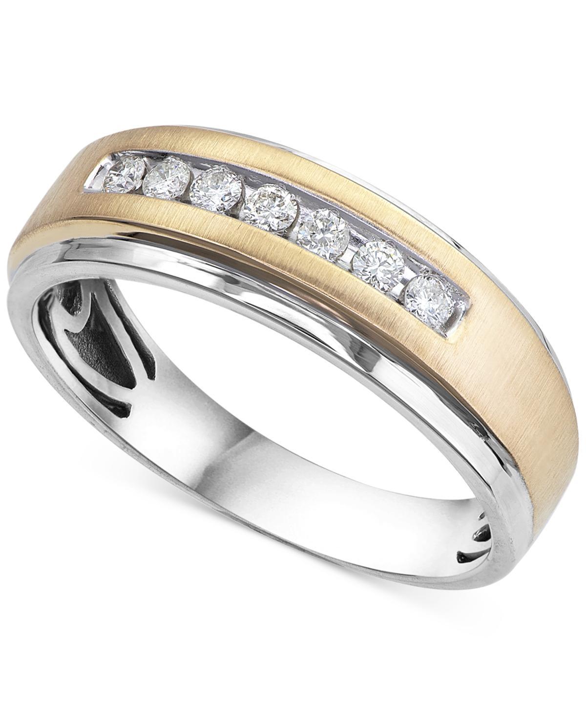 Mens Diamond 7-Stone Wedding Band (1/4 ct. t.w.) in 10k Gold Product Image