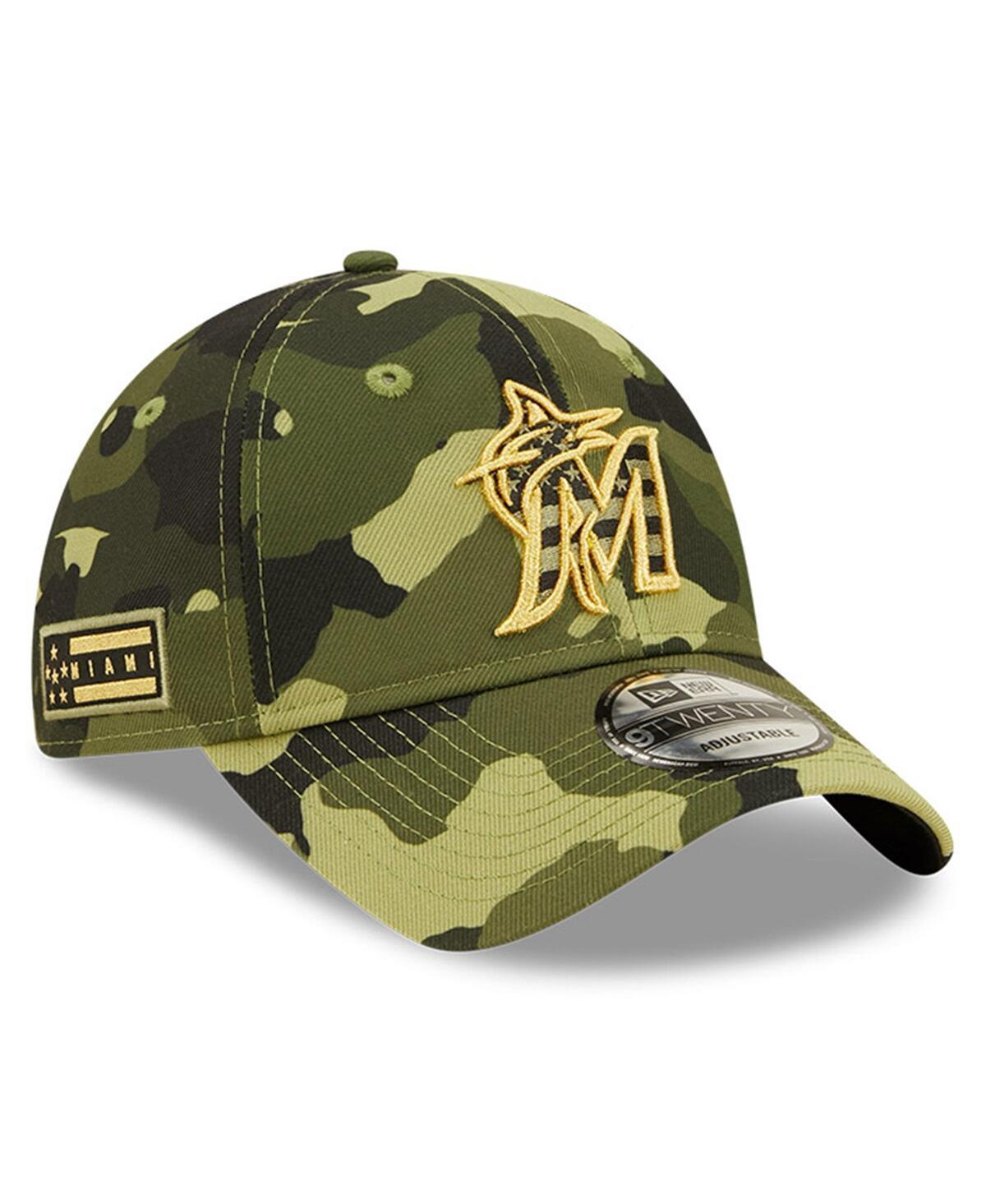 Men's New Era Camo Miami Marlins 2022 Armed Forces Day 9TWENTY Adjustable Hat Product Image