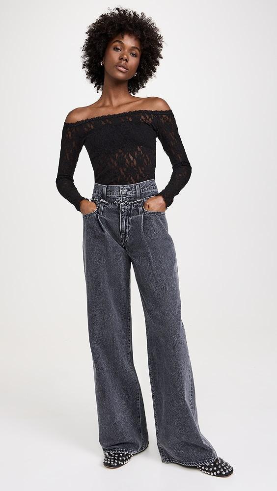 Hanky Panky Sig Lace Off Shoulder Long Sleeve Top | Shopbop Product Image