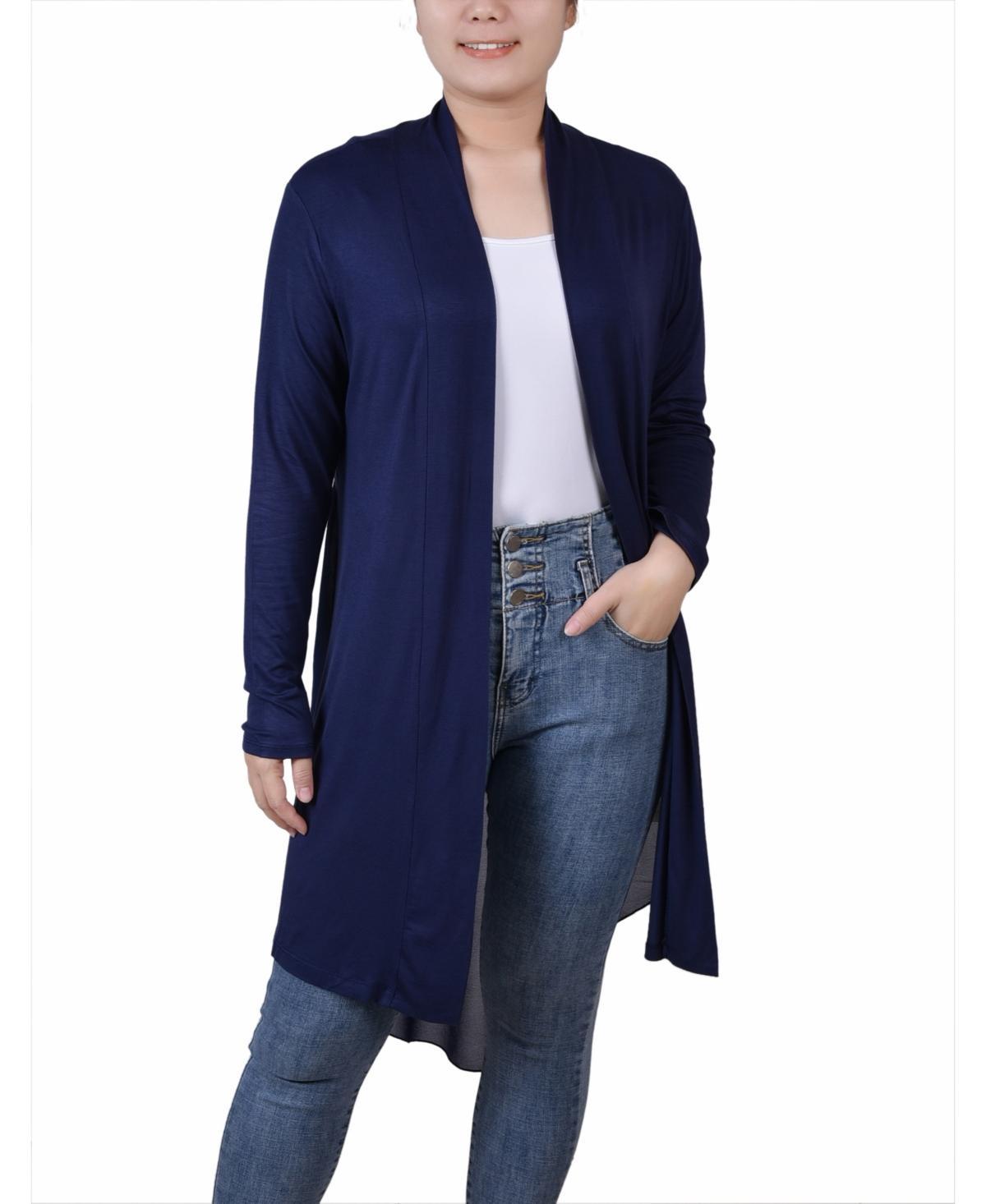 Ny Collection Womens Long Sleeve Knit Cardigan with Chiffon Back Product Image