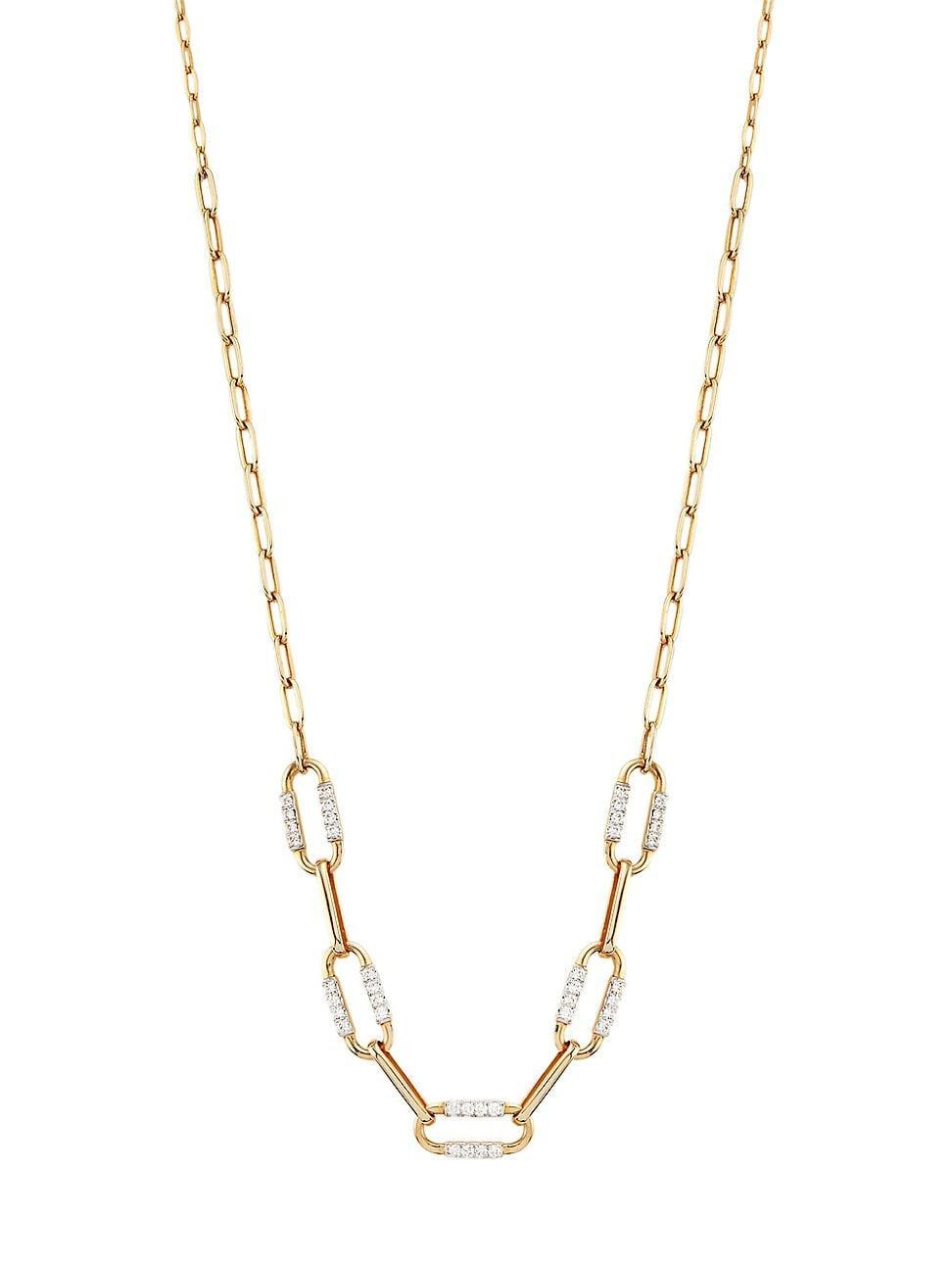 Womens 14K Yellow Gold & 0.60 TCW Diamond Paper Clip Necklace Product Image