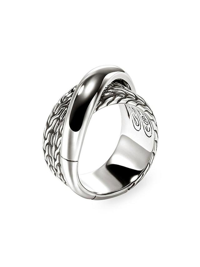 Womens JH Essentials Sterling Silver Wide Crossover Ring Product Image