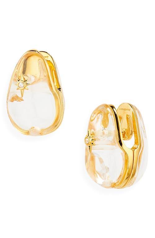 Womens Pebble 20K-Gold-Plated, Rock Crystal Quartz & Cubic Zirconia Earrings Product Image