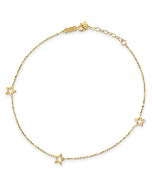 14k White Gold Open Star Anklet, Womens Product Image