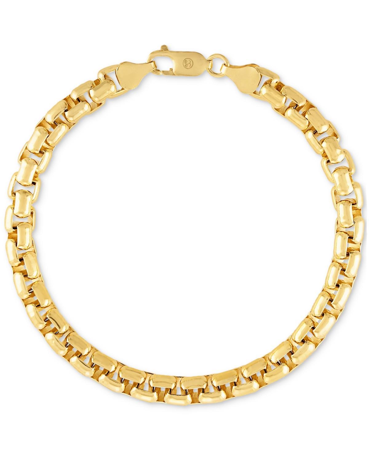 Esquire Mens Jewelry Rounded Box Link Chain Bracelet in 14k Gold-Plated Sterling Silver, Created for Macys Product Image