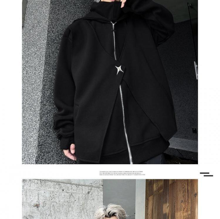 Plain Asymmetrical Zip Jacket Product Image