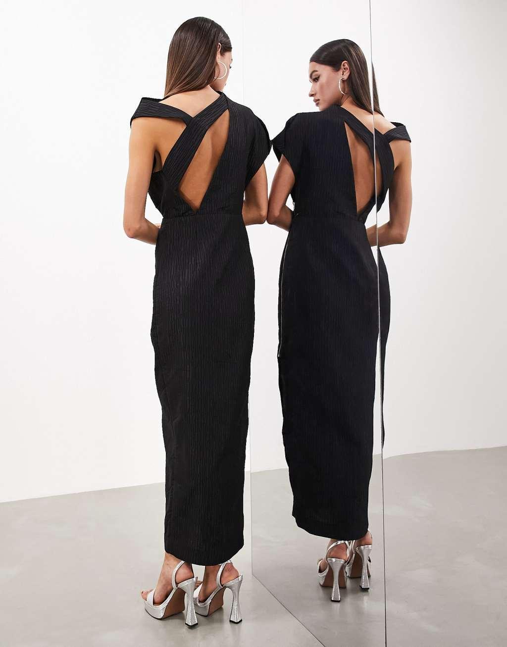 ASOS EDITION statement textured high neck sleeveless maxi dress Product Image