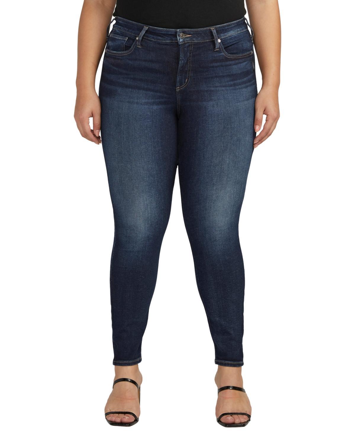 Silver Jeans Co. Plus Size Infinite Fit Mid-Rise Skinny Leg Jeans W87103INF487 (Indigo) Women's Jeans Product Image