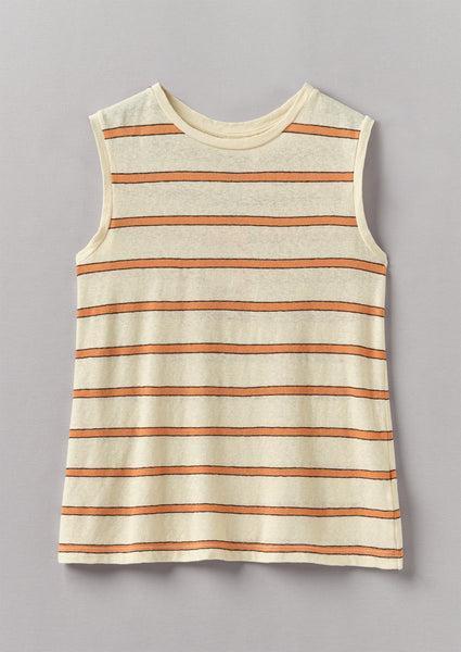 Cotton Linen Stripe Vest | Soft Mango/Milk Product Image