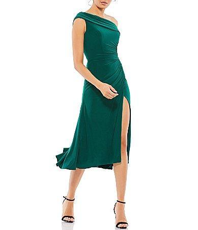 Womens Ieena Ruched Crepe Off-The-Shoulder Midi-Dress Product Image