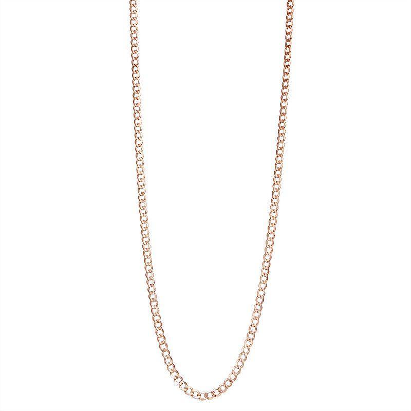 10k Gold 3.5 mm Curb Chain Necklace, Womens Pink Product Image