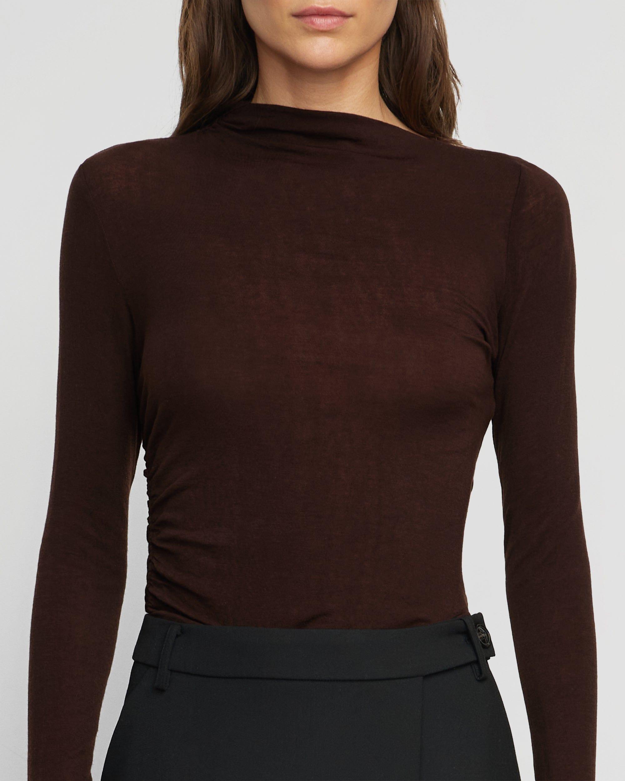 Vittoria Asymmetric-Neck Semi-Sheer Ruched Tee Product Image