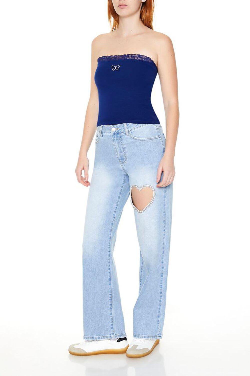 Heart Cutout Straight-Leg Jeans | Forever 21 Product Image