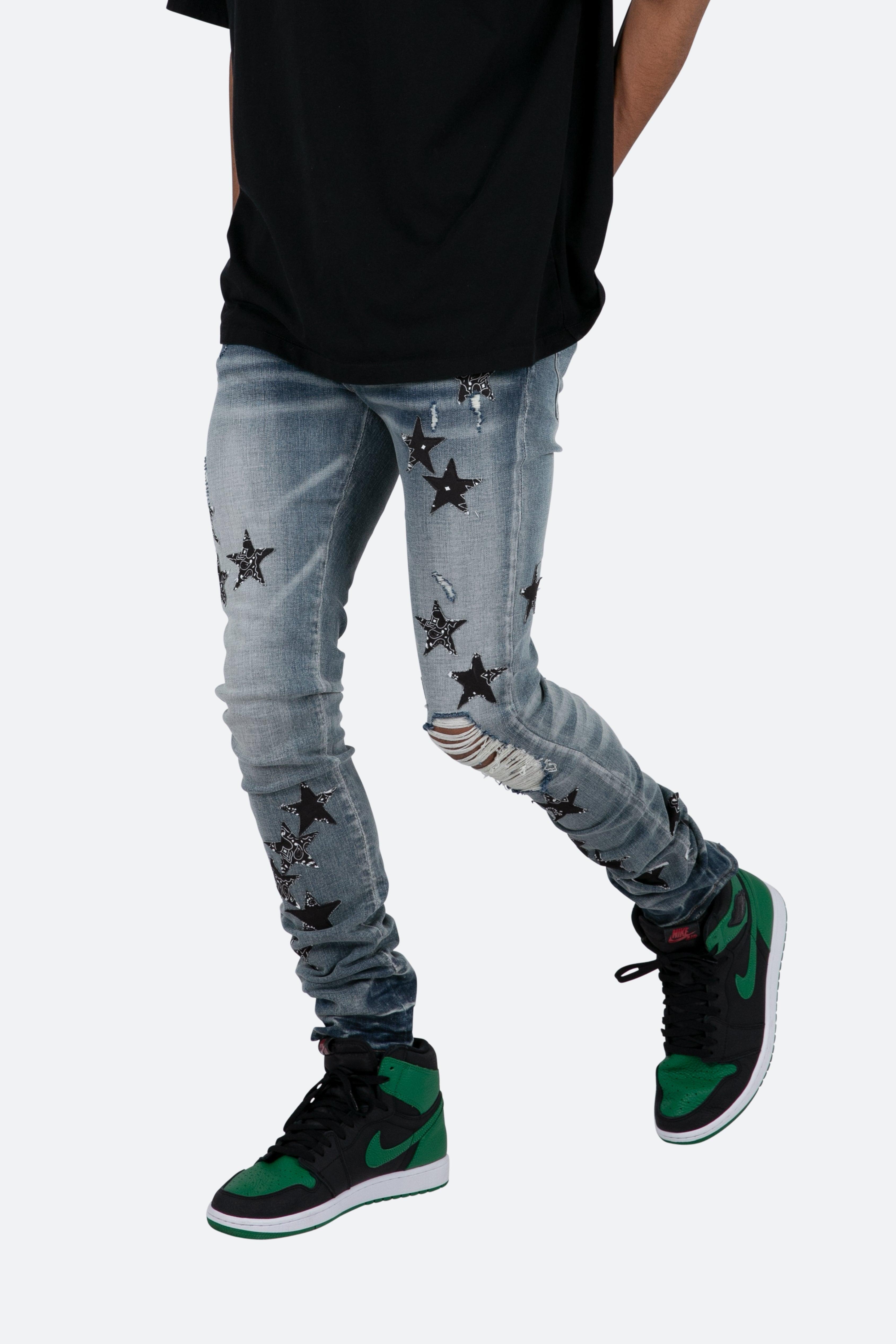 X462 Star Skinny Denim - Blue/Black Male Product Image