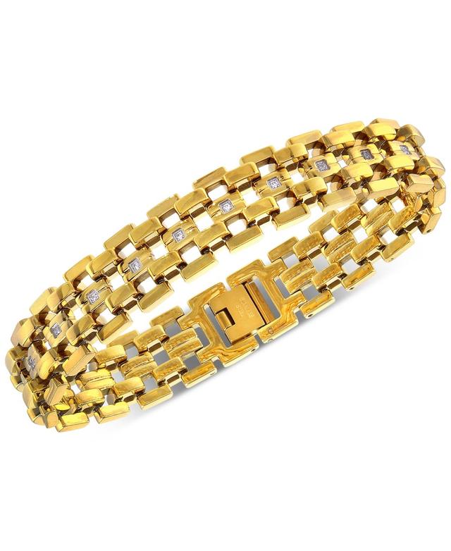 Mens Diamond Link Bracelet (1/4 ct. t.w.) in Yellow Ion-Plated Stainless Steel Product Image