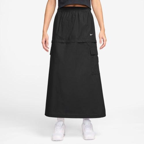 Nike Womens Nike NSW Essentials Woven MR Cargo MDI Skirt - Womens Black/White Product Image