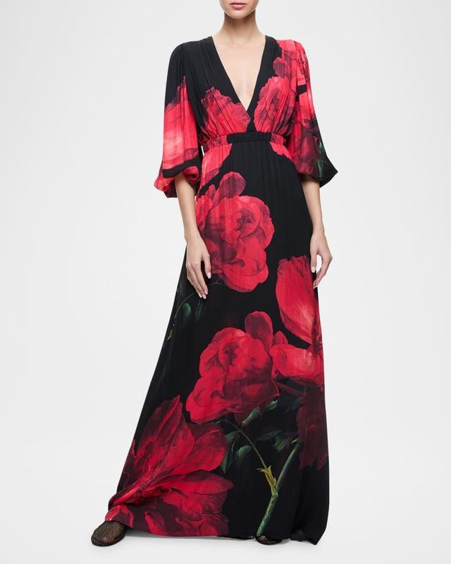 Clarissa Deep V Godet Maxi Dress Product Image