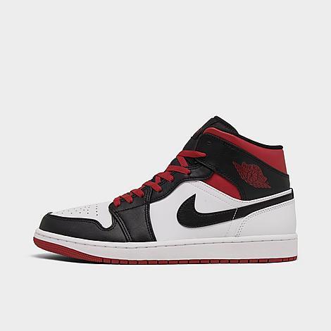 Jordan Mens AJ 1 Mid - Basketball Shoes Black/White/Red Product Image