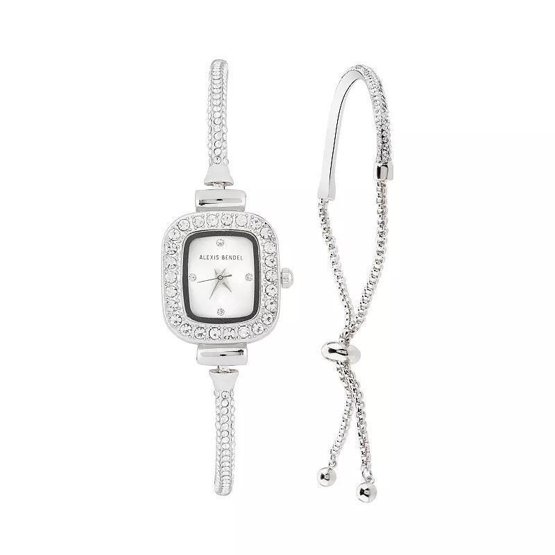 Alexis Bendel Womens 2-Piece Analog Watch & Bracelet Set, Silver Tone Product Image