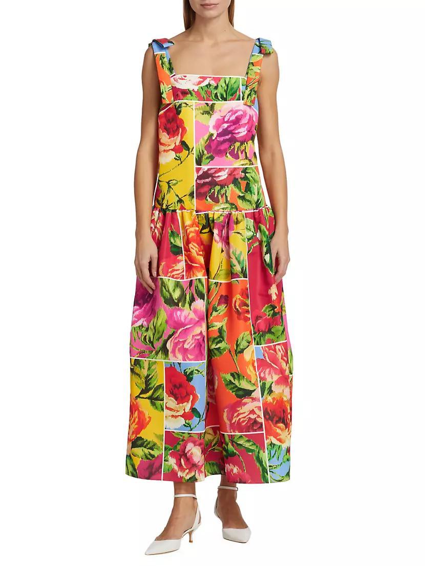 Windowed Floral Bow-Strap Cocktail Dress Product Image