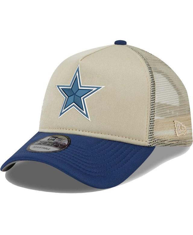 Mens New Era Tan/Navy Dallas Cowboys All Day A-Frame Trucker 9FORTY Adjustable Hat Product Image