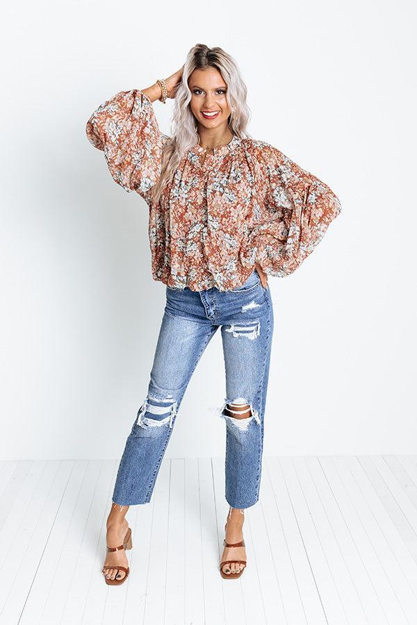 Never Stray Floral Top In Rust Product Image