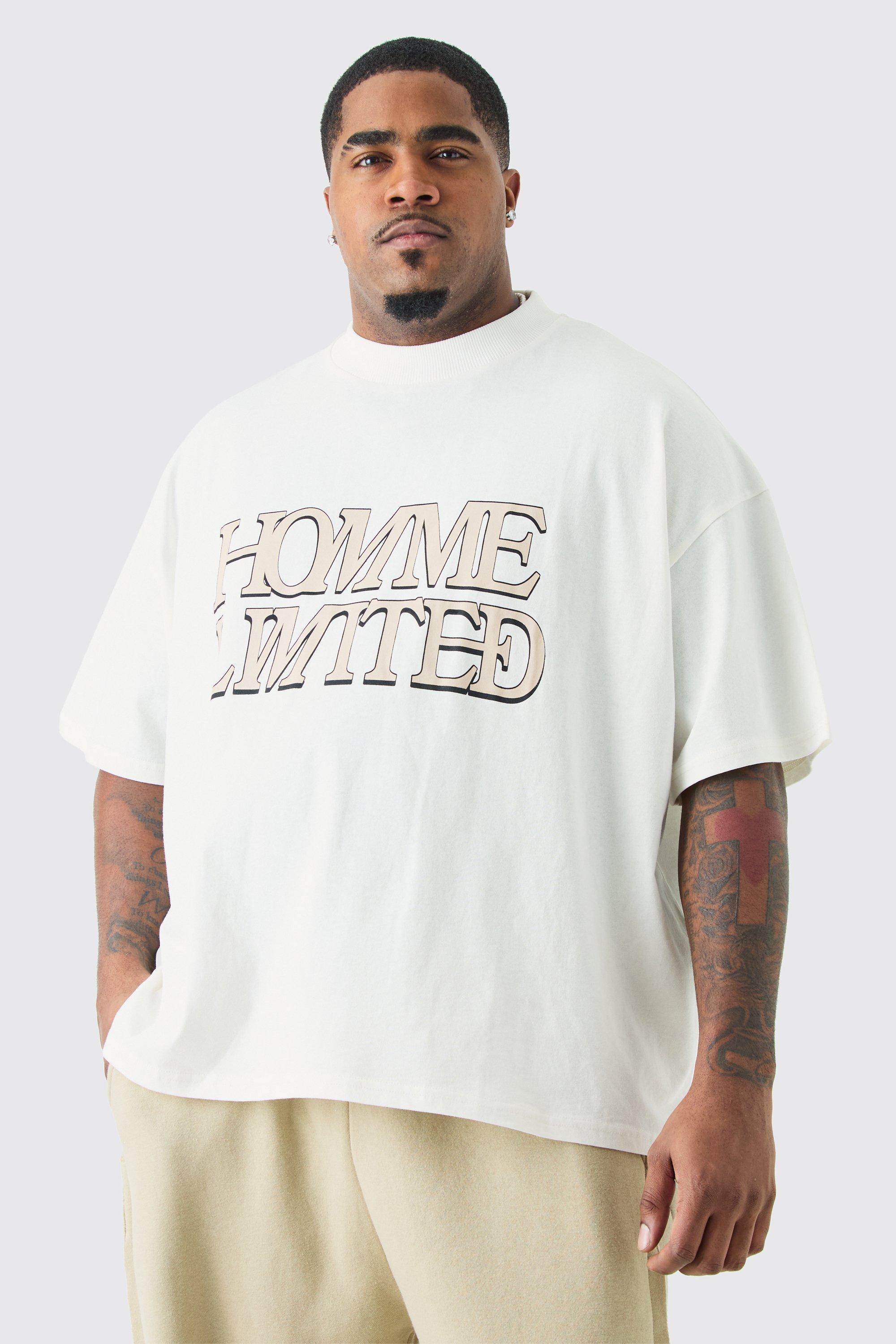 Plus Oversized Boxy Extended Neck Homme Ltd T-shirt | boohooMAN USA Product Image