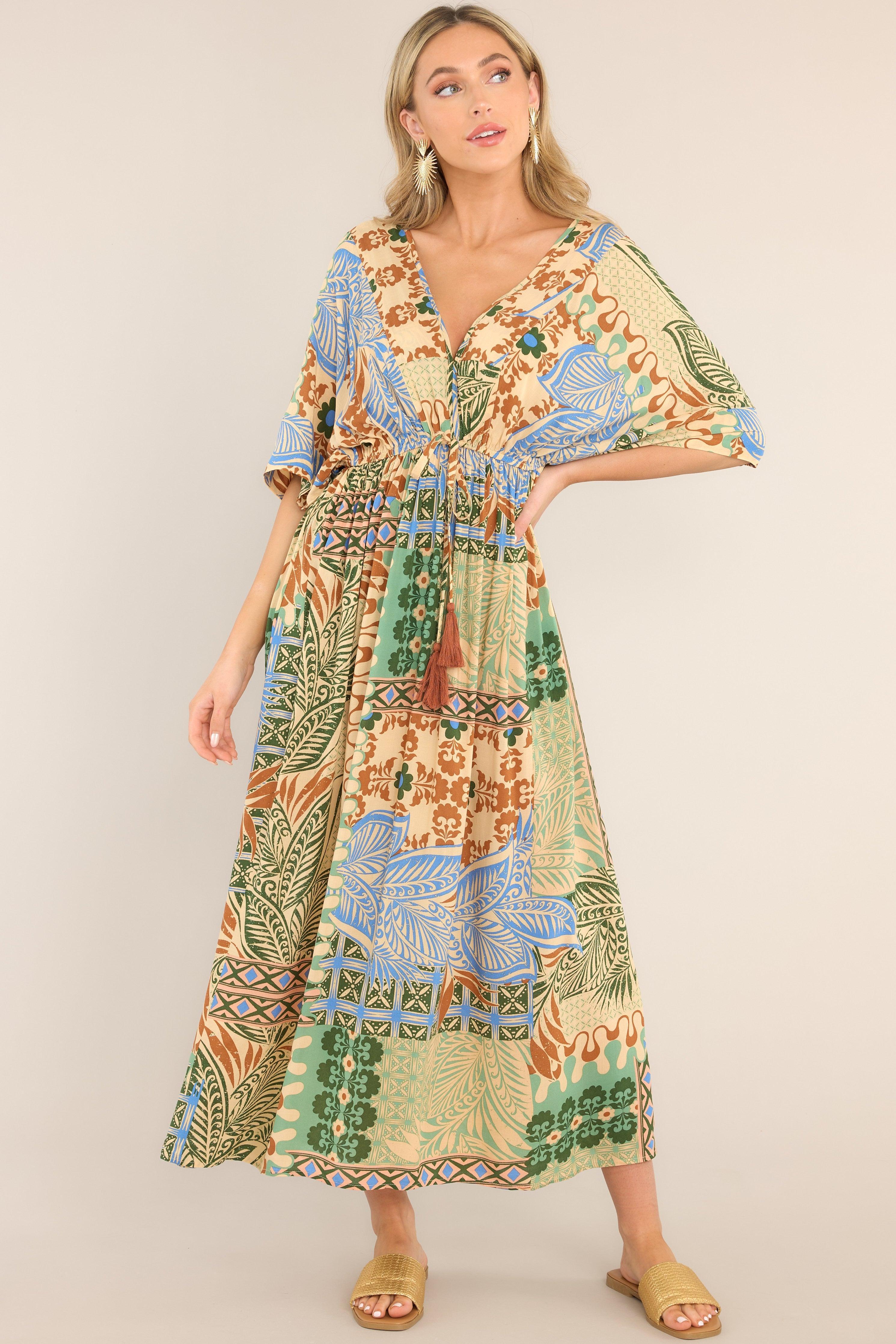 My Top Five Beige Tropical Print Maxi Dress Product Image