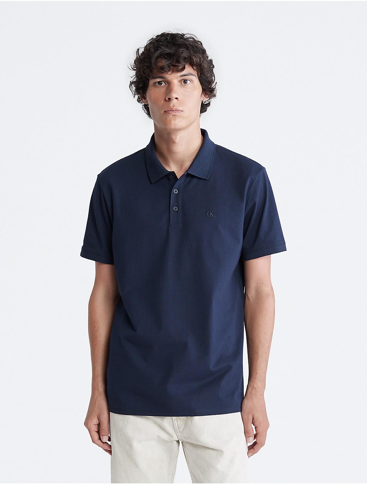 Calvin Klein Men's Smooth Cotton Polo - Blue - M Product Image