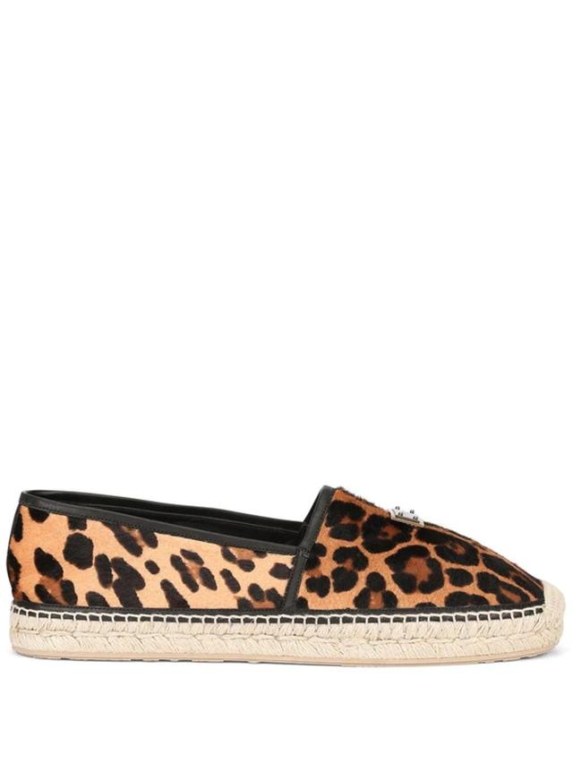 Leopard-print Pony Hair Espadrilles With Branded Plate In Animal Print Product Image