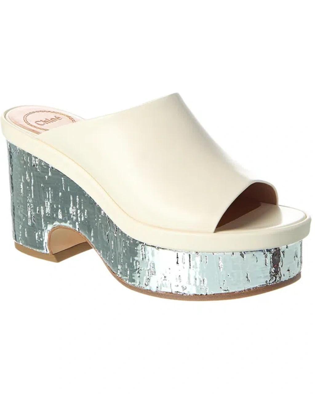 Oli Leather Wedge Sandal In White Product Image