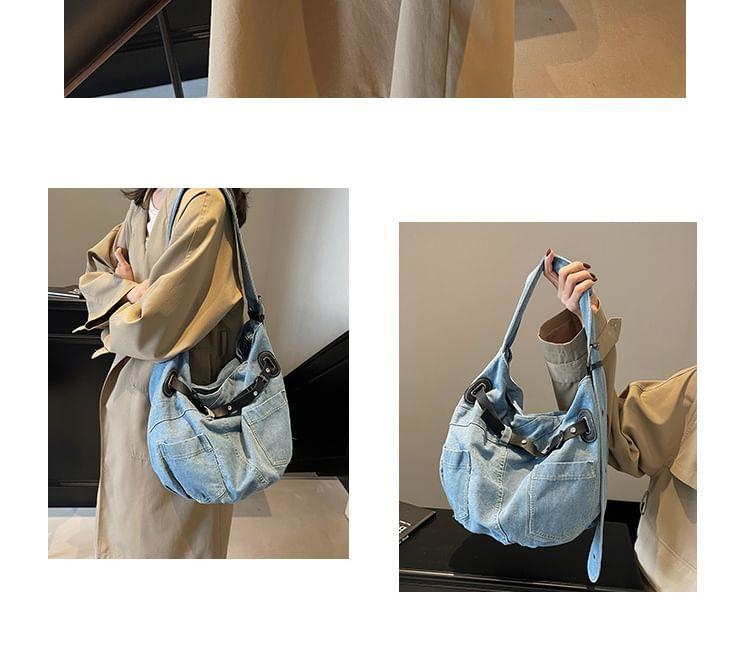 Washed Buckled Denim Crossbody Bag Product Image