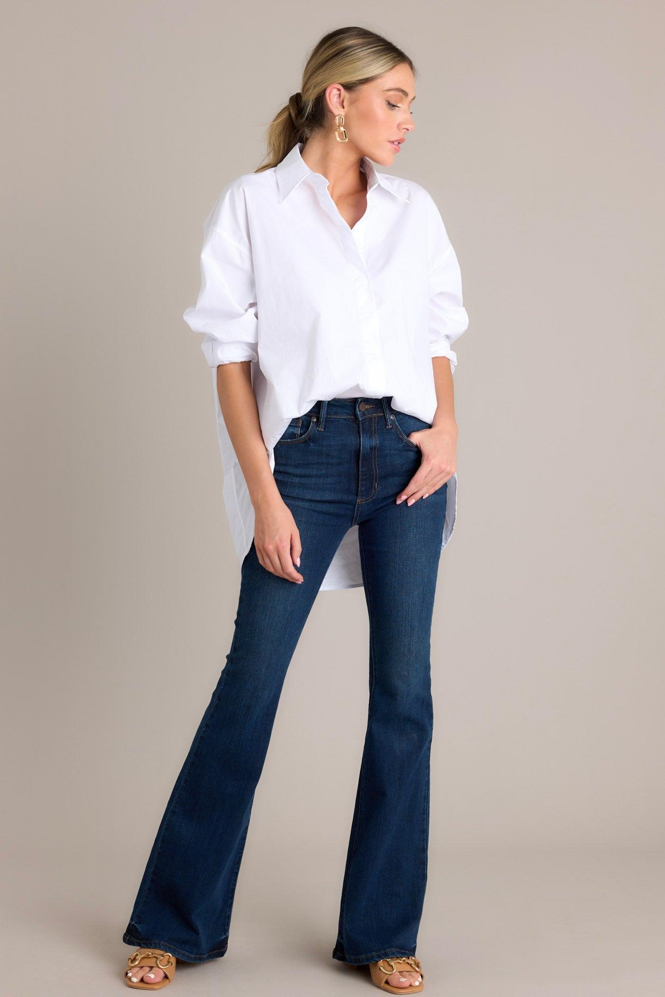 Chic Sophistication Cotton White Button Front Top Product Image