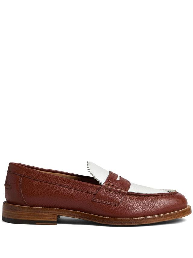 DSQUARED2 Colour-block Leather Loafers In Brown Product Image