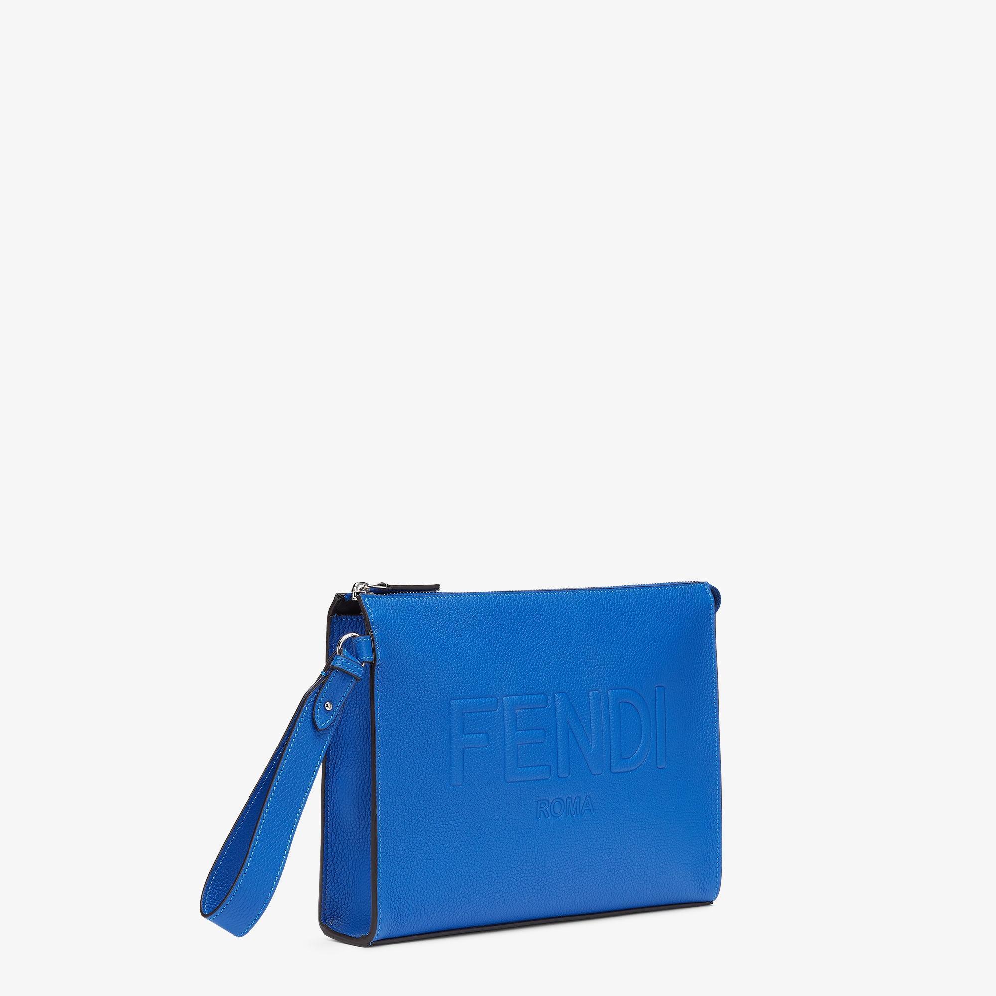 Leather Fendi Roma Flat PouchBlue leather pouch Product Image