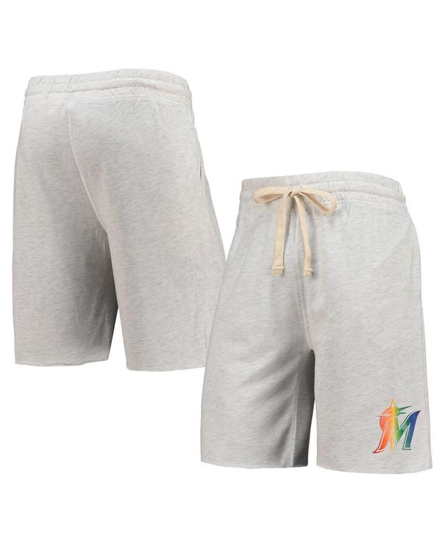 Mens Concepts Sport Oatmeal Miami Marlins Mainstream Logo Terry Tri-Blend Shorts Product Image