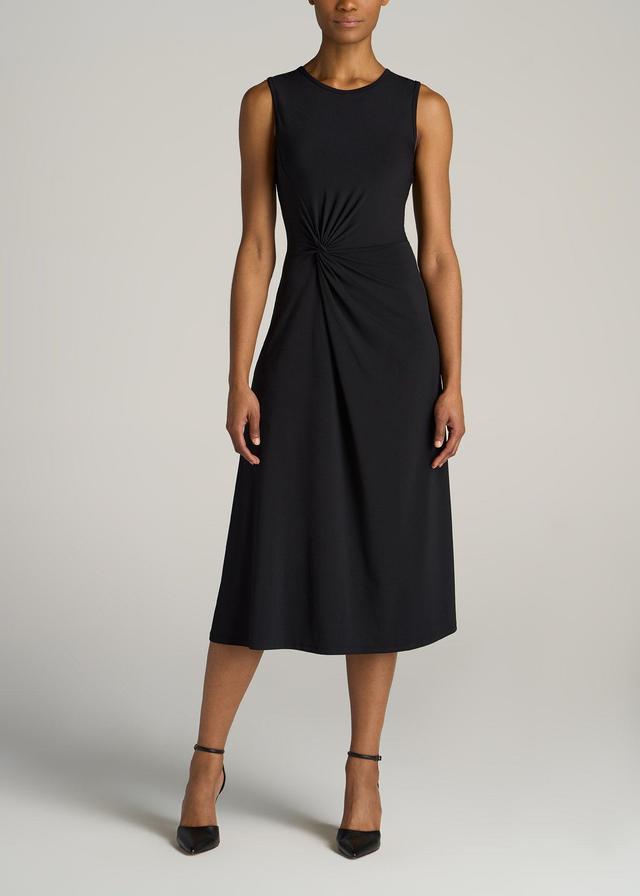 Sleeveless Knot Front Dress for Tall Women in Black Female Product Image