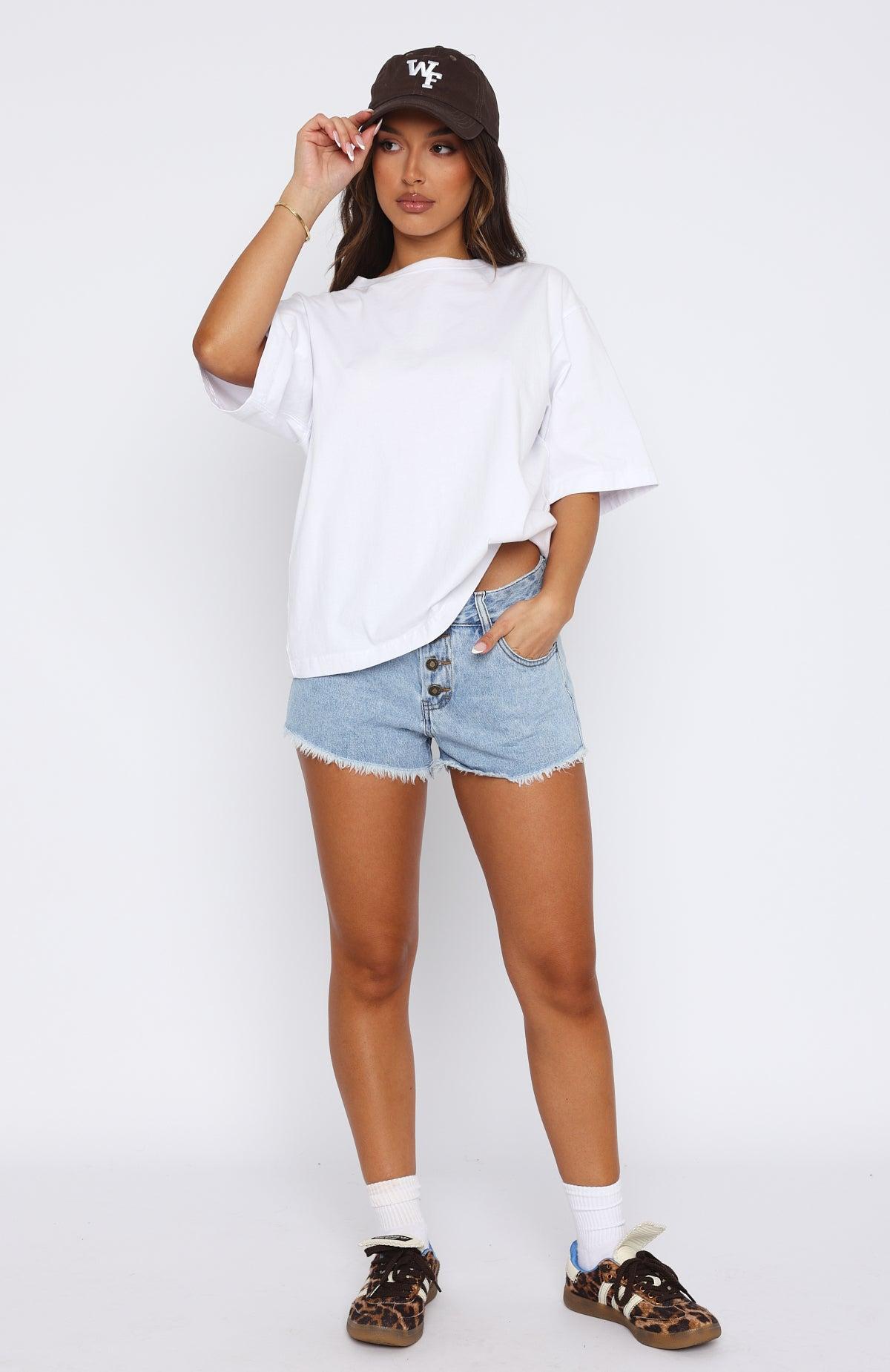 Lush Life Denim Shorts Mid Blue Product Image