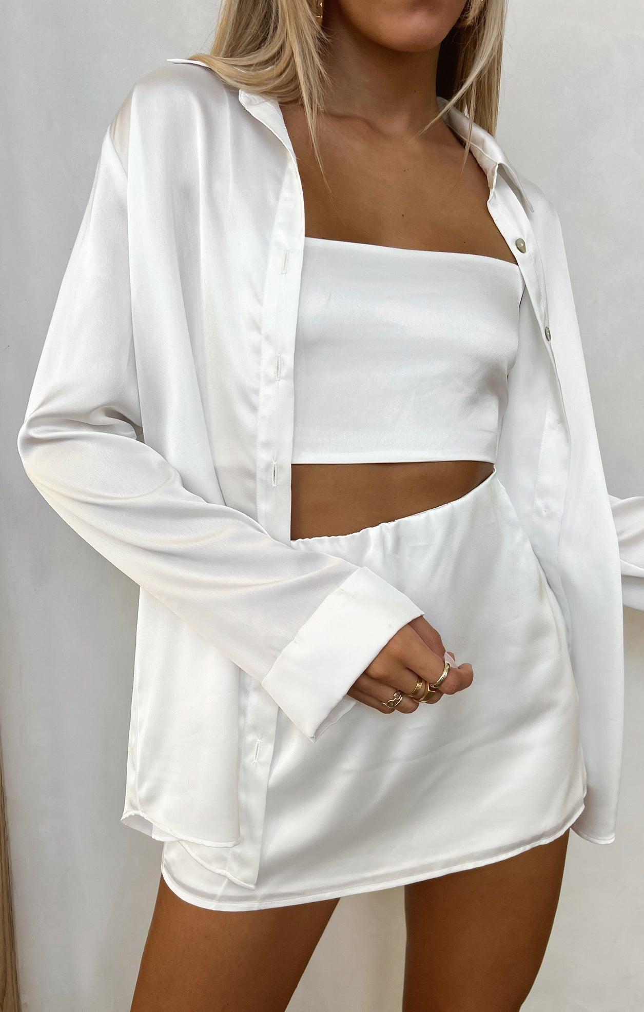 All Night Skort ~ Ivory Luxe Satin Product Image