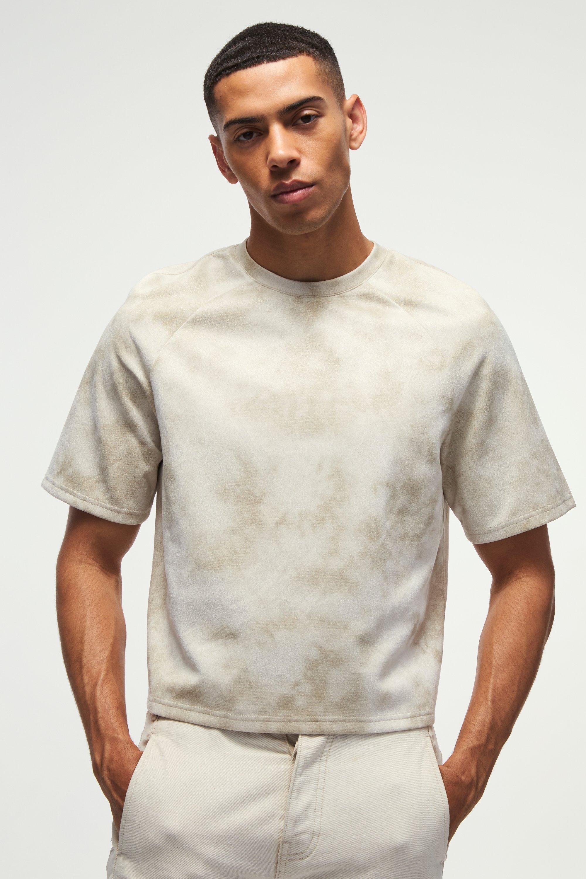 Boxy Super Heavy Suede Textured T-Shirt | boohooMAN USA Product Image