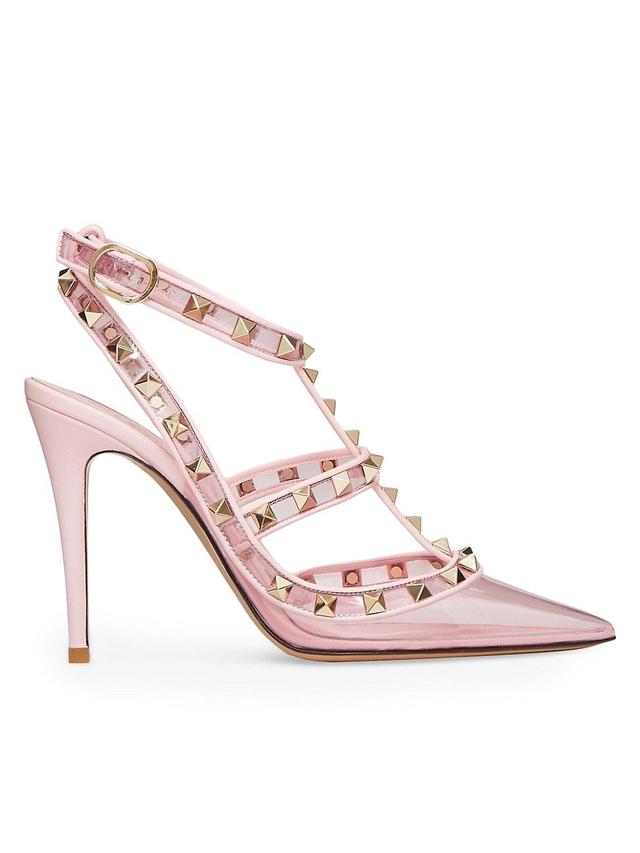 Womens Rockstud Pumps with Straps in Transparent Polymer 100MM Product Image