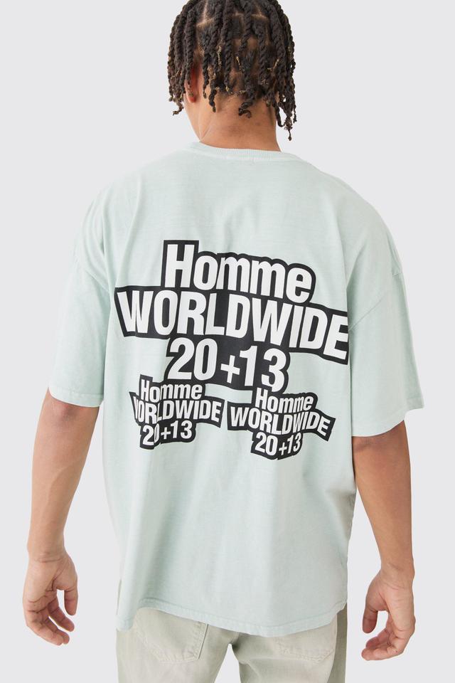 Oversized Overdye Homme Worldwide T-shirt | boohooMAN USA Product Image