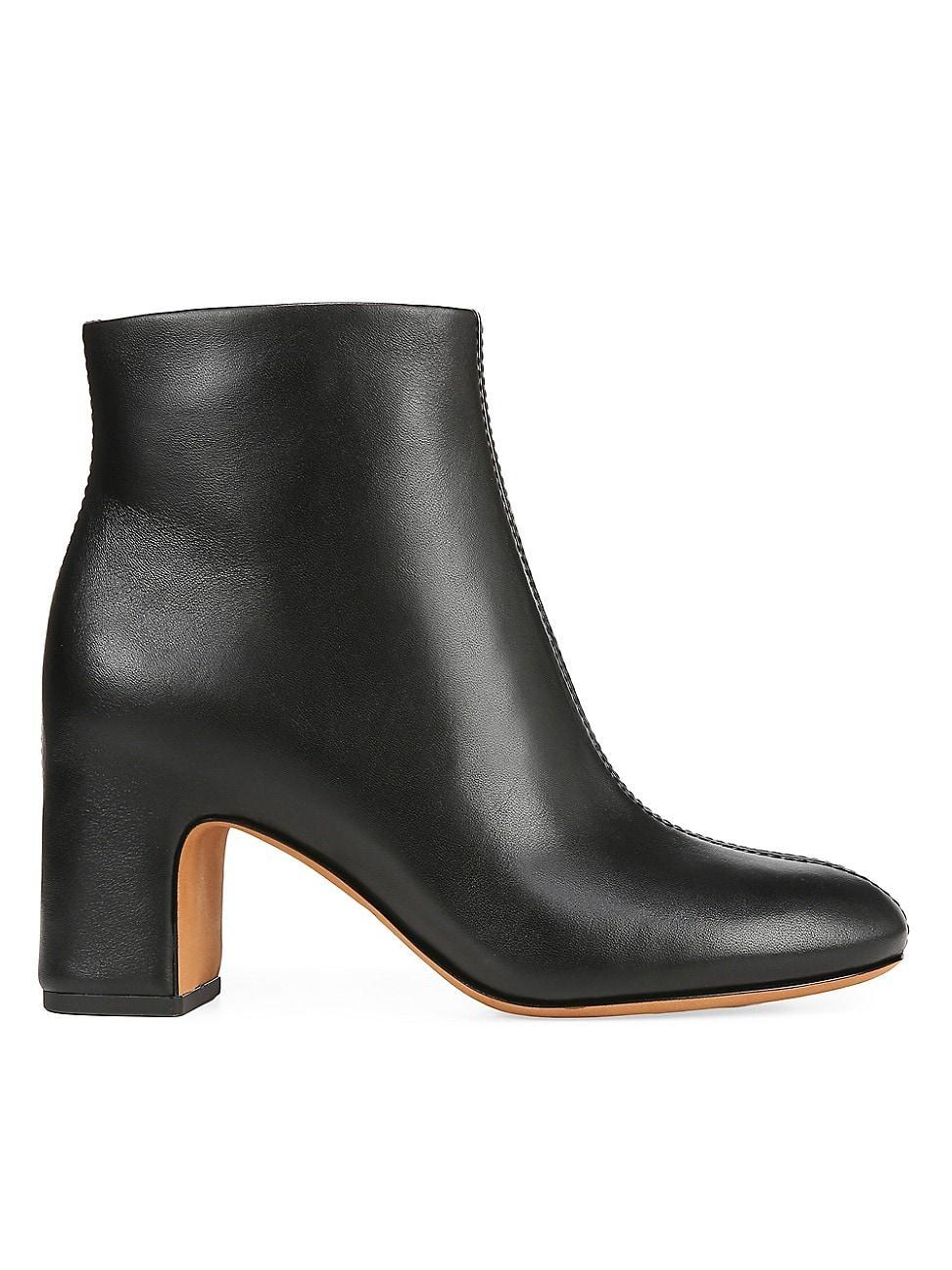 Terri Leather Block-Heel Booties Product Image