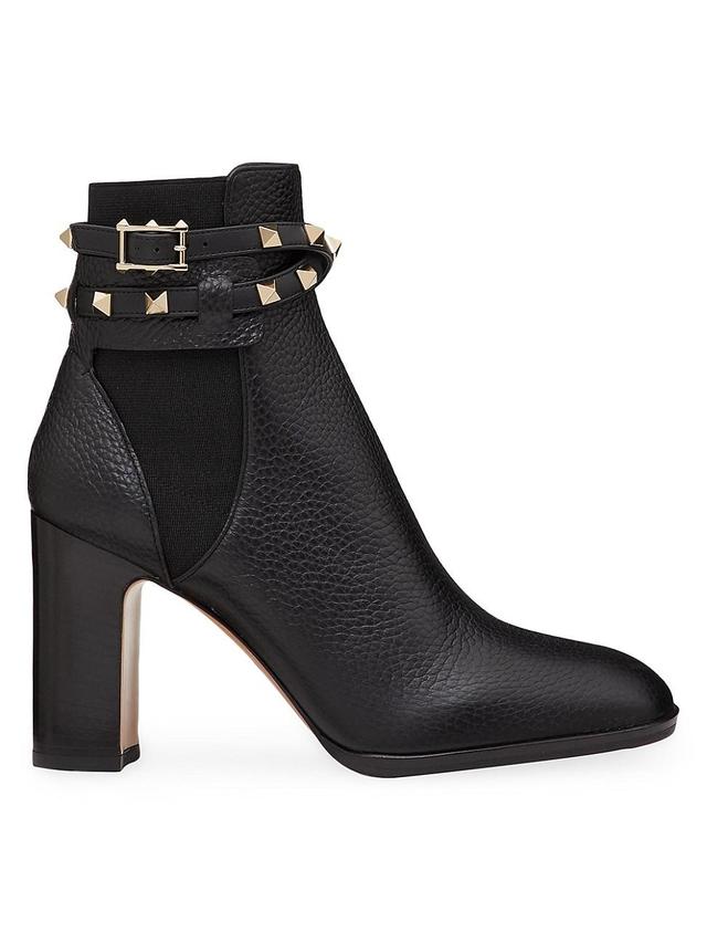 Womens Rockstud Grainy Calfskin Ankle Boots Product Image