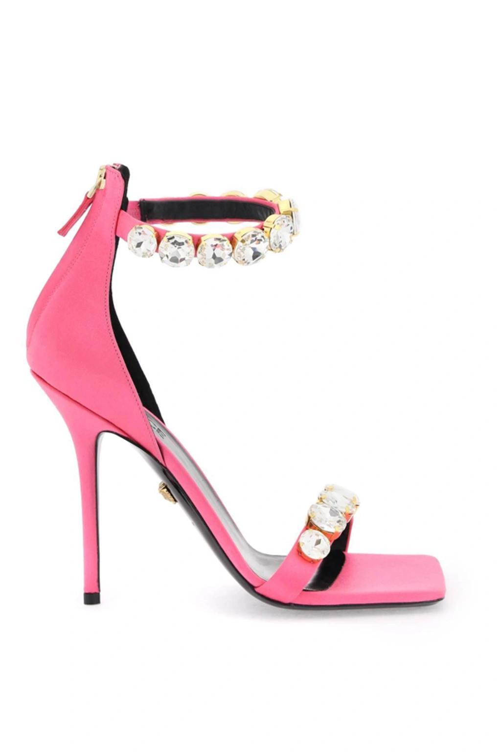 Embellished 125mm Square-toe Sandals In Flamingo  Gold (pink) product image