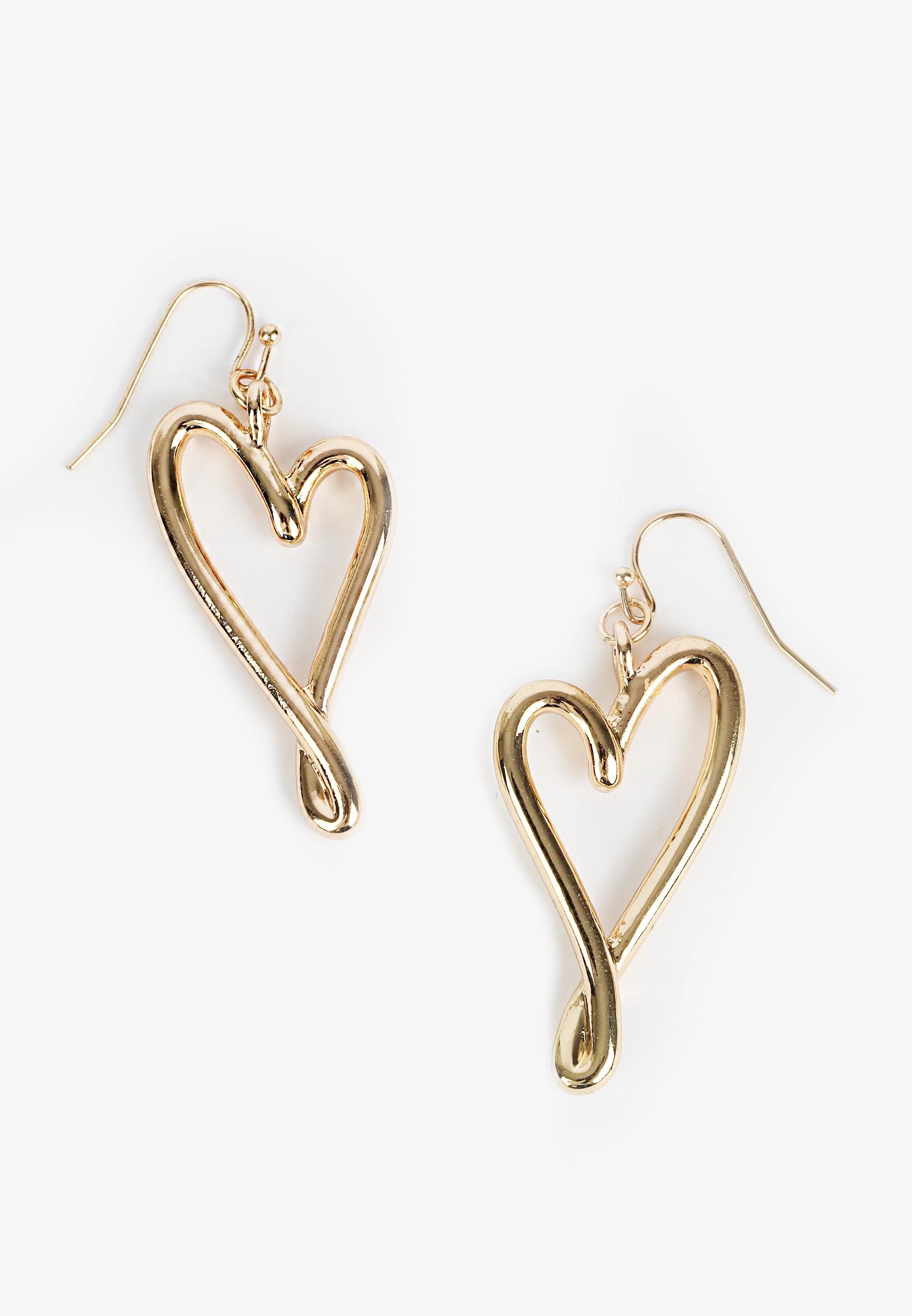 Gold Asymmetrical Heart Earrings Product Image