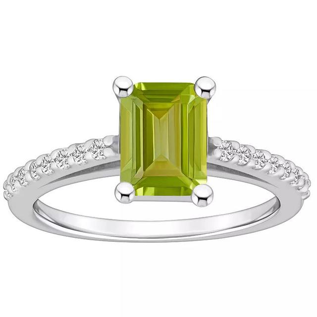 Alyson Layne 10k White Gold Emerald Cut Gemstone 1/5 Carat T.W. Diamond Ring, Womens Peridot Product Image